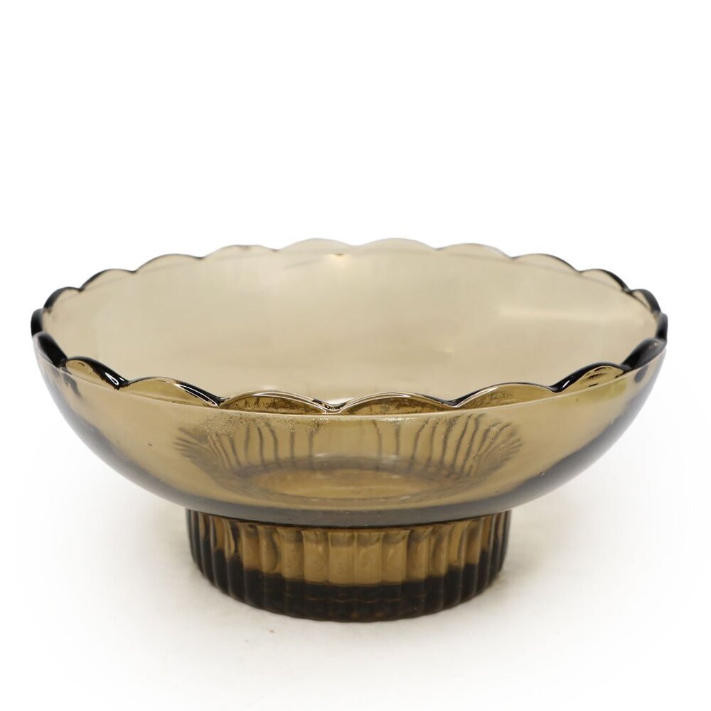 Vintage E.O. Brody Co. M2000 Amber Brown Glass Pedestal Bowl 50's Nut Dish Vase